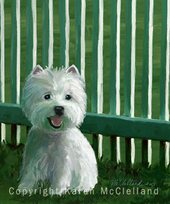 Highland Green, West Highland White Terrier print